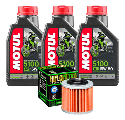 Kit Filtro Óleo Bmw G650 Gs Hiflo+ 3 Lts  Motul 5100 15w50