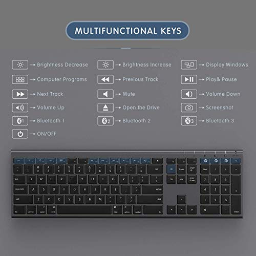 Teclado Mac, Teclado Recargable Multi-dispositivo, Ul...