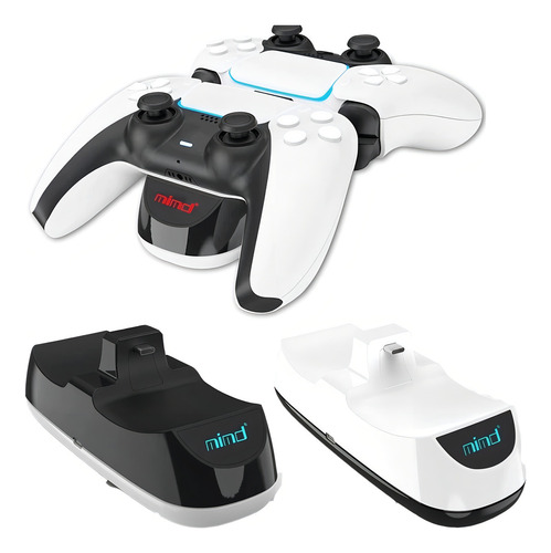 Cargador Rápido Base Dual Para Joysticks Ps5 Led Usb Color Negro