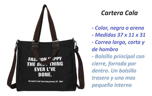 Cartera Paris Tote Mediana Porta Tablet Negro Liso