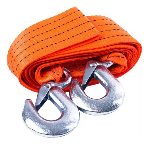 Imagen 1 de 4 de Linga Soga Remolque 5 Toneladas Oregon Plana Ganchos Metal Color Naranja