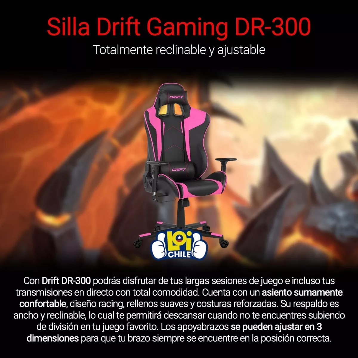 Segunda imagen para búsqueda de silla gamer rosada