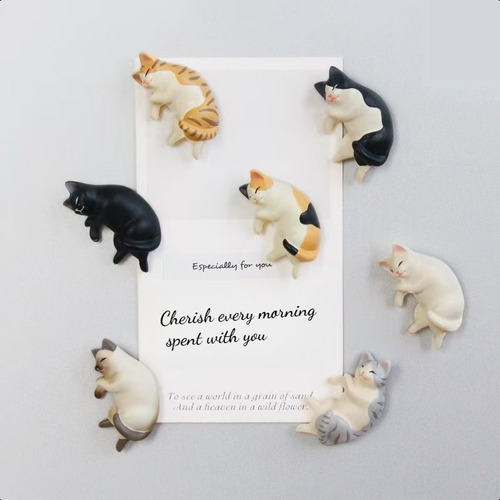 Imán Decorativo Para Nevera Con Forma De Gato En 3d, 7 Unida