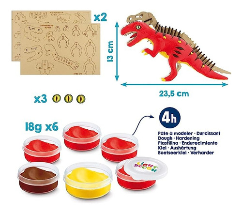 Imagen 2 de 8 de Juego Set Masa Plastilina Maped Fabrica Dinosaurio Puzzle 3d