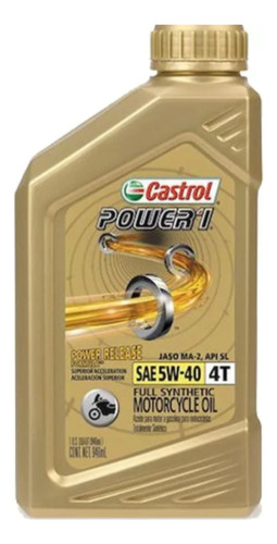 5w40 Castrol Power 1 Full Sintetico 4t 1l Aceite De Moto