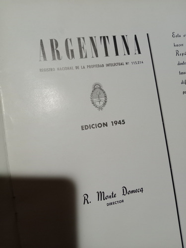 Libro Argentina Edicion 1945 Monte Domecq (Usado)