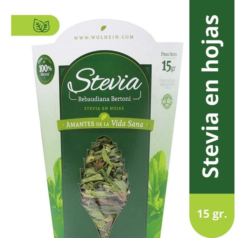 Imagen 2 de 4 de Hojas De Stevia X15grs. Wolhein Infusiones Nuestras.