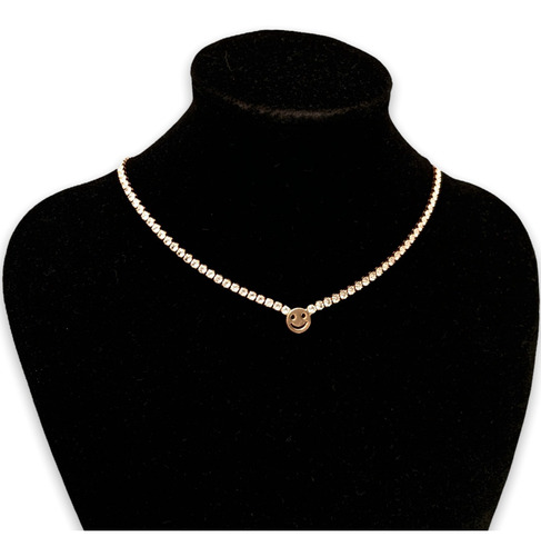 Gargantilla Zirconias Carita Feliz Chapa Oro18k Mujer Collar