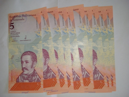 10 Billetes De 5 Bolívares Del 2018 Consecutivo 