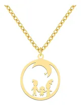 Comprar Collar Familia Tres Luna Joya Plata Enchapada Oro 18k
