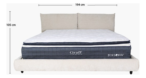 Cama Tanuki Queen Size Respaldo Ajustable Pluma Ganso Color Azul 66322