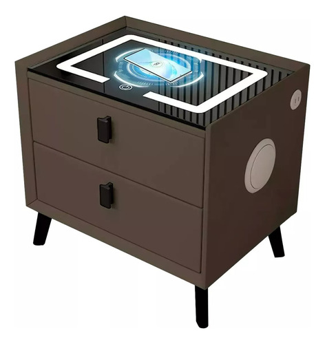 Buro Inteligente Mesa De Noche Organizador Recamara Mueble Acabado Mate Color Negro