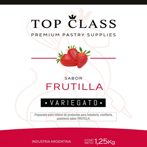 Imagen 1 de 4 de Variegato Frutilla 1,250 Kg Uso Directo En Postres Top Class