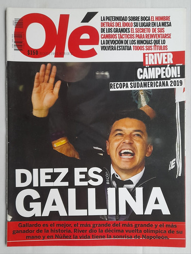 Revista Ole River Campeon Recopa Sudamericana 2019 Gallardo