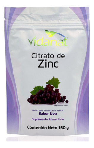 Citrato De Zinc 150 G Sabor Uva Vidanat