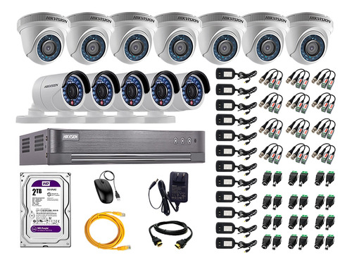 Kit 12 Camaras De Seguridad Hikvision Hd 720p 2tb P2p Oferta