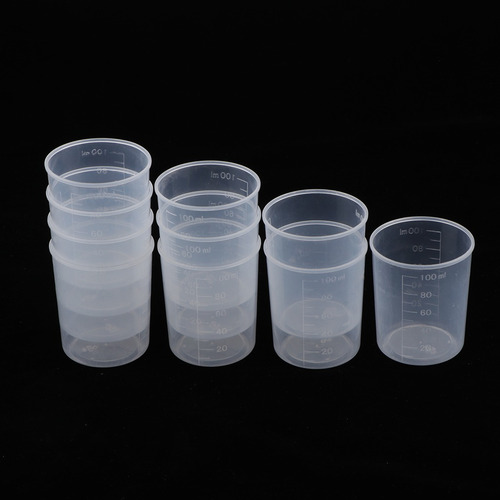 Imagen 7 de 11 de 10 Vasos Medidores De Plástico, Tazas Graduadas De 100 Ml P