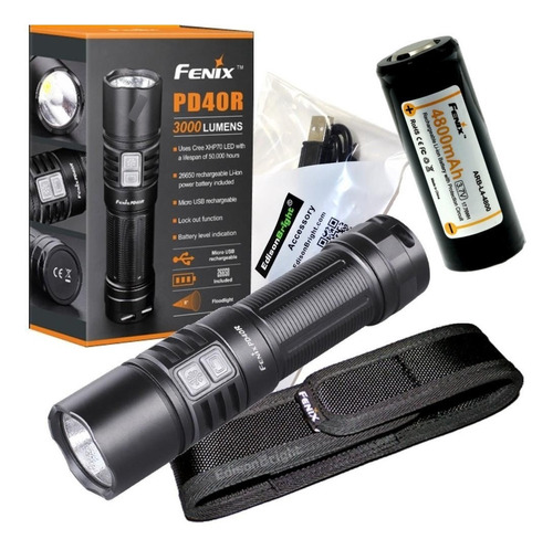 Linterna Tactica Led Fenix Pd40r Recargable 3000 Lumens.