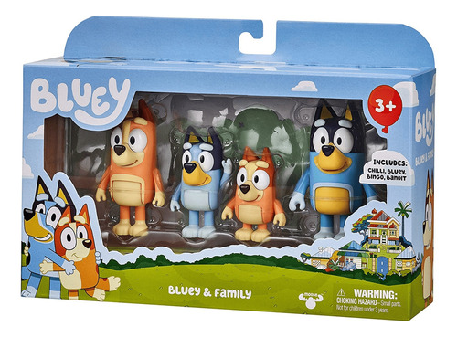 Bluey Set De 4 Figuras Bluey Y Familia Original