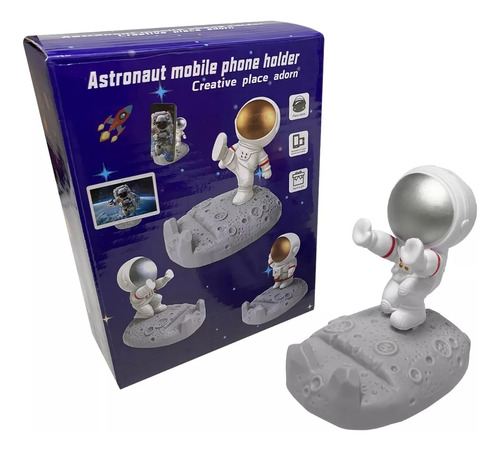 Soporte Base Holder Celular Astronauta Decoración Escritorio