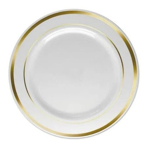 Prato Refeição Borda Dourada C/ 6 Un. Cm - Silver Plastic