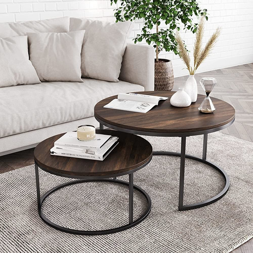 Nathan James Stella Round Modern Nesting Coffee Set De 2, Ap