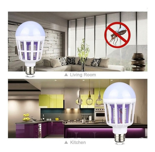 Imagen 4 de 10 de Foco Led Mata Insectos / Dual Blanco -violeta /220v