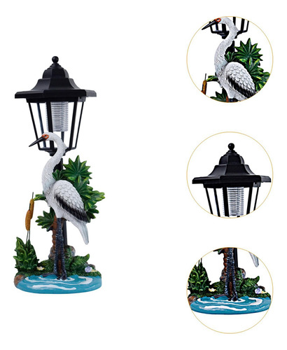 Escultura De Resina De Figuras De Grúa Con Linterna Solar
