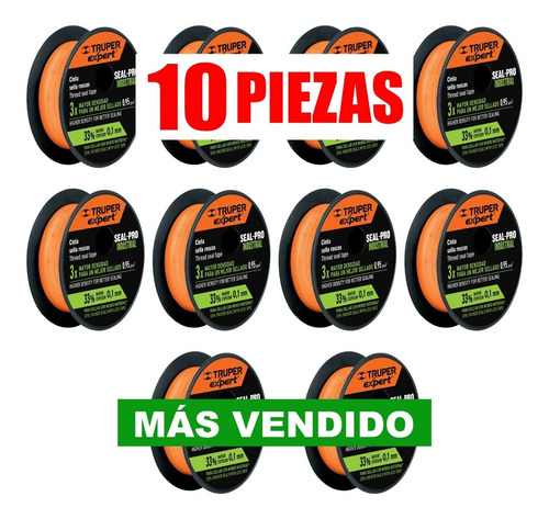 10 Piezas Cinta Sella Roscas Industrial 7 M 1/2 PuLG C12515