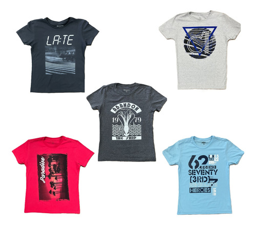 Set 5 Playeras Estampadas Hombre Casual Tallas Xs-xl