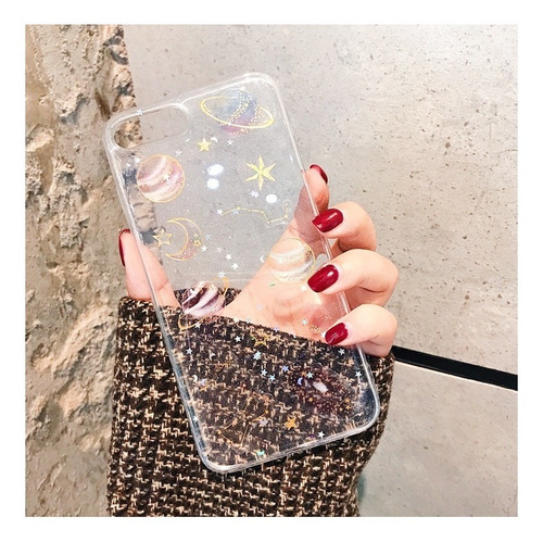 Case Galaxia Huawei Universo Estrellas Mujer Hombre Brillos