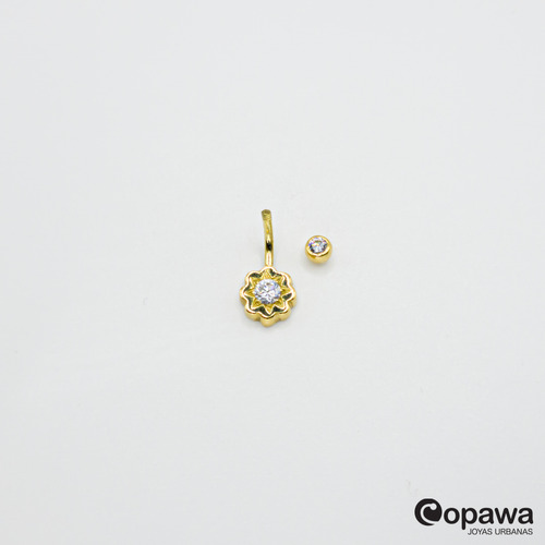 Piercing Ombligo Navel Oro 18k Sol 4mm - Copawa Joyas