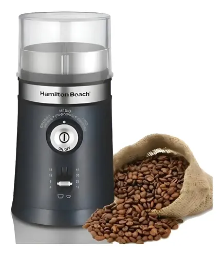 Moedor de Café elétrico - Hamilton Beach Ajustável Com Controle De Granulação Triturador Secos Sementes Grãos Café Cuba Removível E 2 Lâminas Em Aço Inox Doméstico - 127v