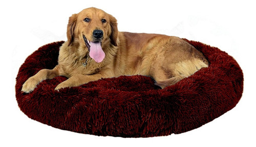 Cama Tipo Dona Antiestres Para Perros Raza Xgrande / Gigante Color Vino