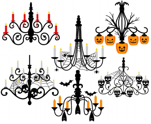 Kit De Imágenes Digitales Halloween Candelabros Creepy