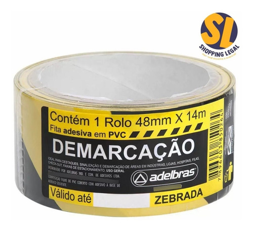 Fita Adesiva Zebrada Demarcação Solo 48mm X 14m Adelbras