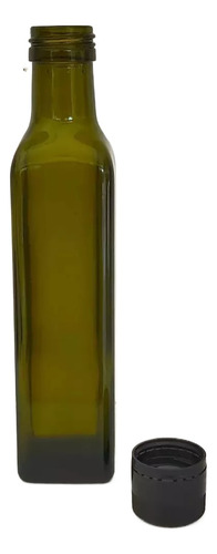 Botella Tequilera Cuadrada Verde 250 Ml C/tapa (25 Pzs)