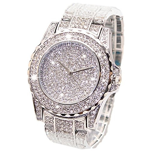 Reloj De Lujo Para Mujer Con Diamantes Y Acero Inoxidable.