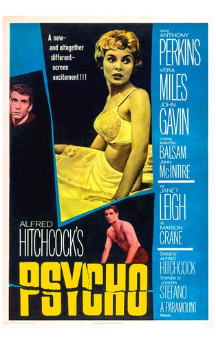 Alfred Hitchcock's Psicosis Afiche Película 33x48 Cm 1960