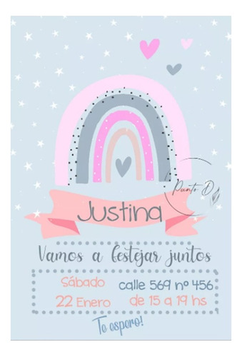 Invitación Tarjeta Personalizada Arco Iris Whatsapp