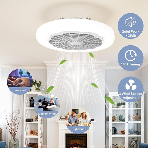 Ventilador De Techo Con Ly Ces E27 Y Control Remoto 3 Nivele