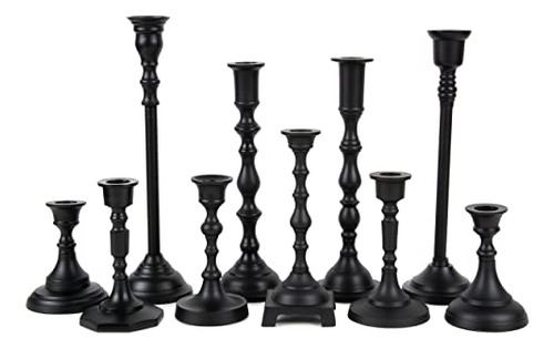 Mixed Taper Holders, Set Of 10, Mismatched Candlesticks...