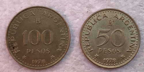 * 2 Conmemorativas De San Martín 50 Y 100 Pesos. Año 1978