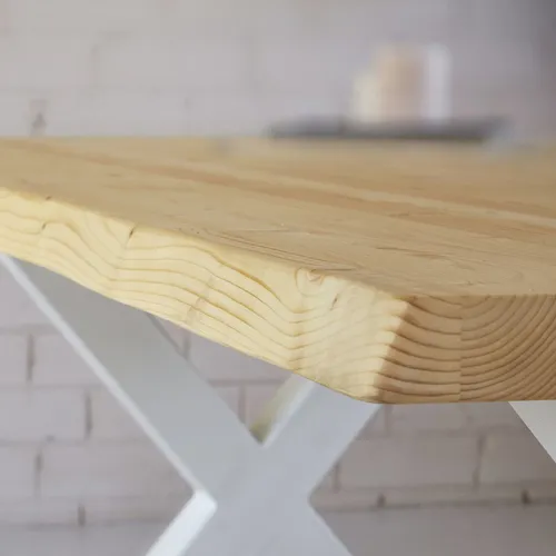 Mesa Comedor Rectangular En Roble Macizo Y La Base Metálica