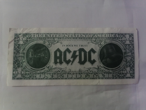 Ac Dc Live 1992 Dolar Billete Conmemorativo Original (Usado)