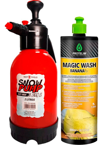 Kit Sgt Pulverizador Snow Pump 2l Magic Wash Shampoo 500ml