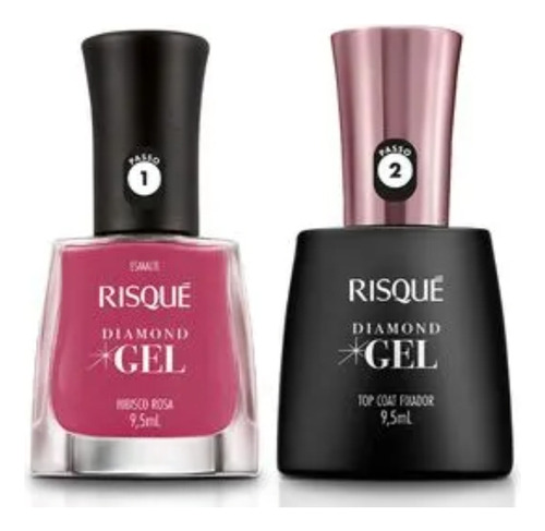 Esmalte Risque Dimond Gel Hibisco Rosa+ Top Coat Fijador Gel