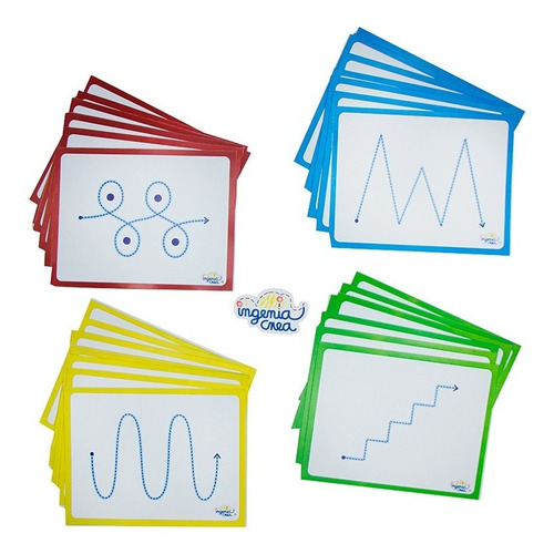 Ingeniacrea: Tarjetas De Trazos Bandeja De Arena Montessori