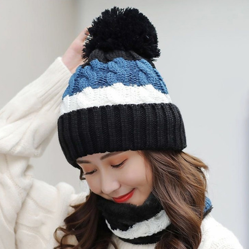 Conjunto De Gorro Y Bufanda Térmica Para Mujer, Tejido De In