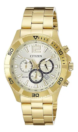 Reloj Hombre Citizen Dorado An8082 Crono Acero Wr 50 Promo